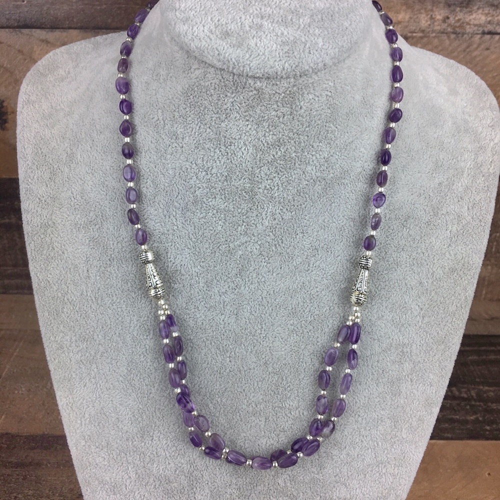New Purple Amethyst Stone and Bead Necklace